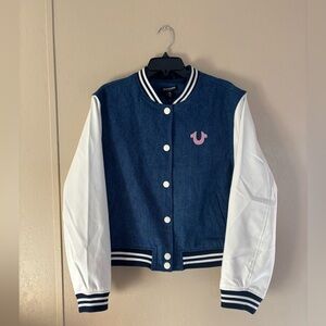 NWT True Religion Denim Buddha Varsity Jacket sz XL